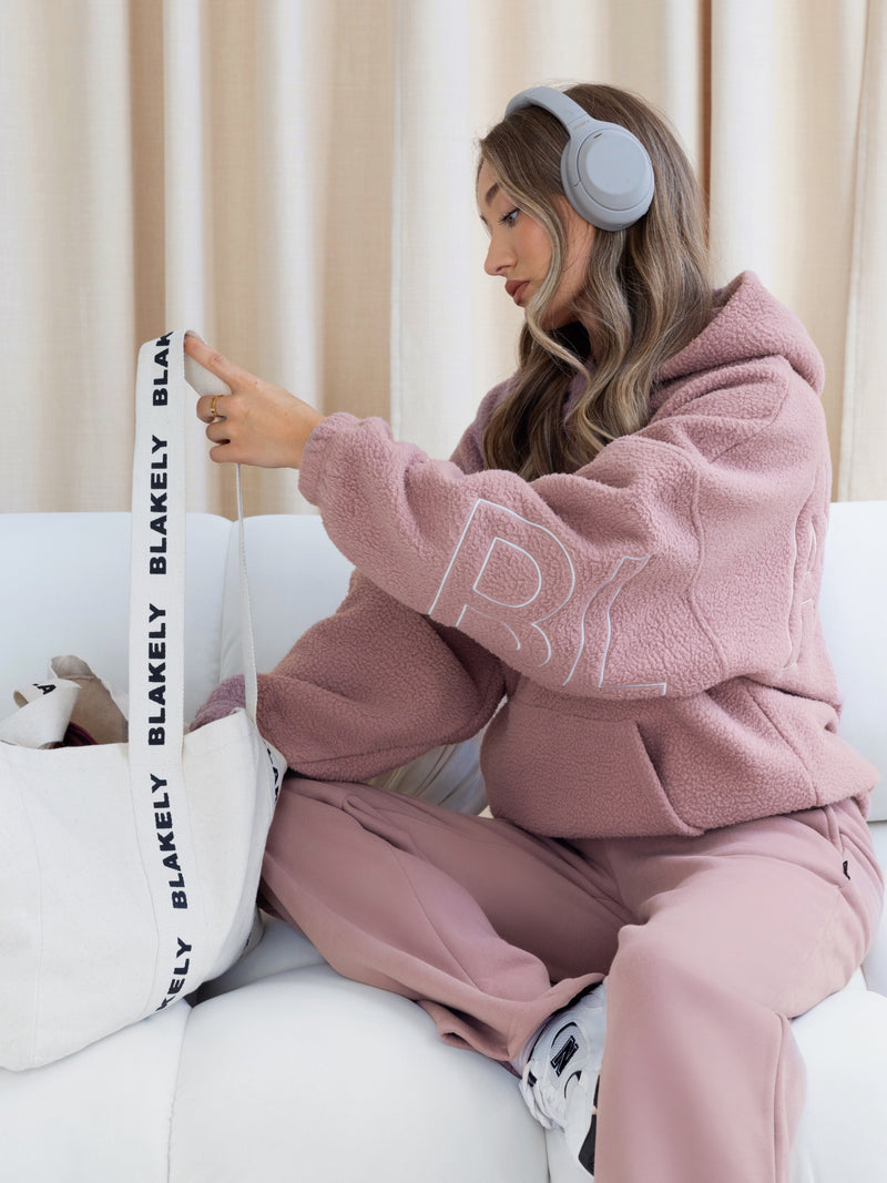 Borg Isabel Oversized Hoodie - Dusty Pink