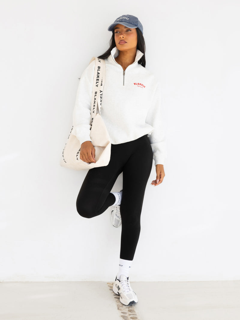 Heritage 1/4 Zip Jumper - Marl White & Chilli Red