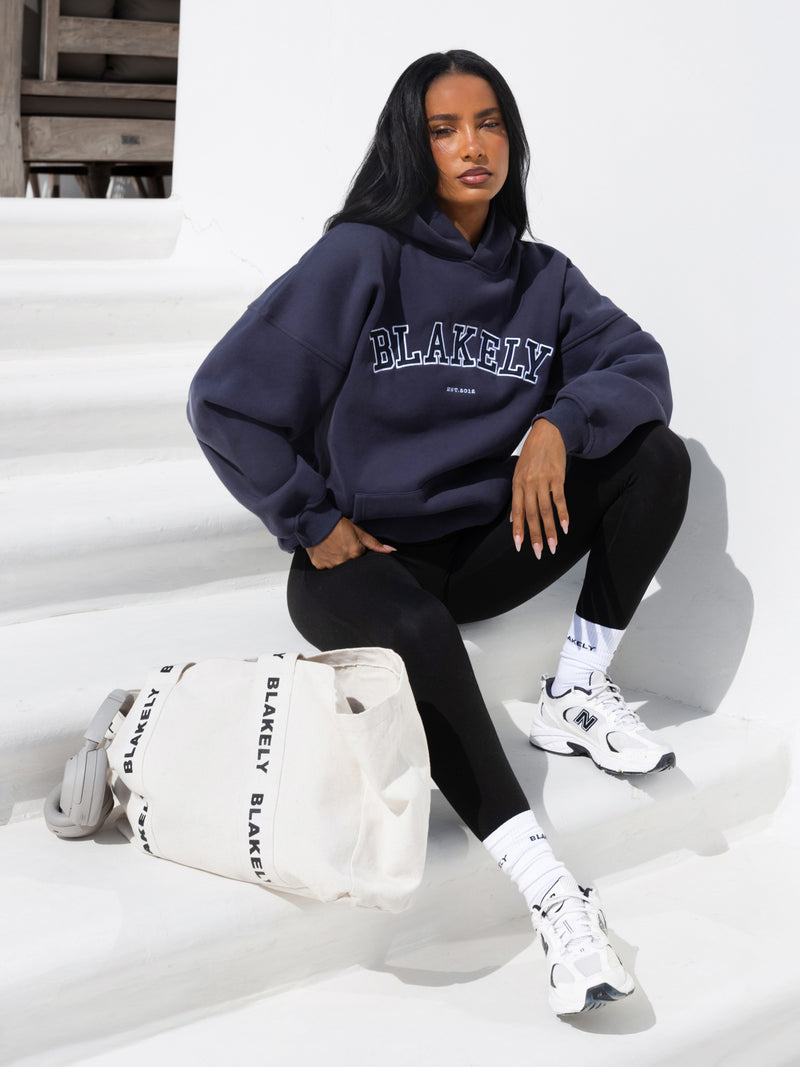 Varsity Oversized Hoodie - True Navy