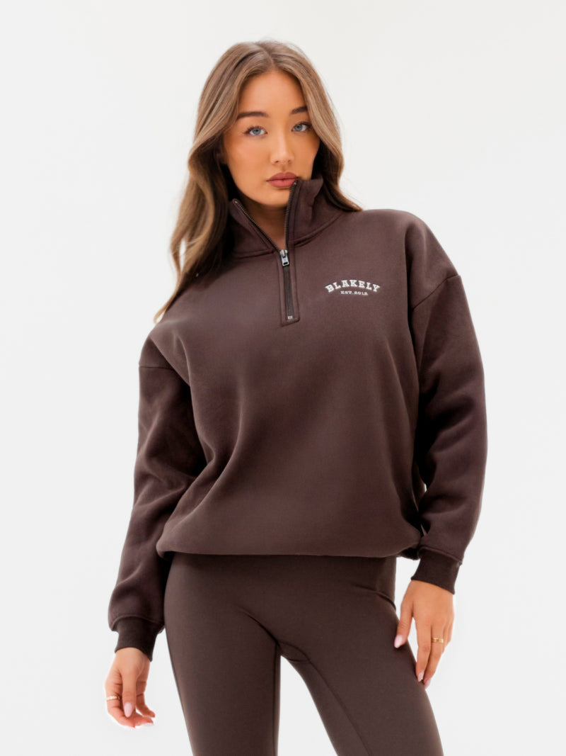 Heritage 1/4 Zip Jumper - Dark Chocolate