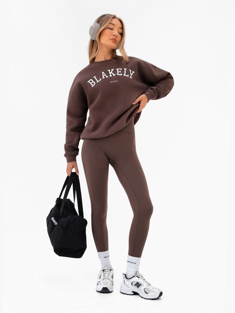 Varsity Oversized Jumper - Dark Chocolate
