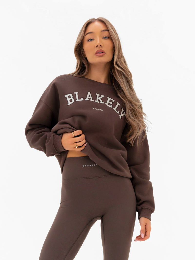 Varsity Oversized Jumper - Dark Chocolate