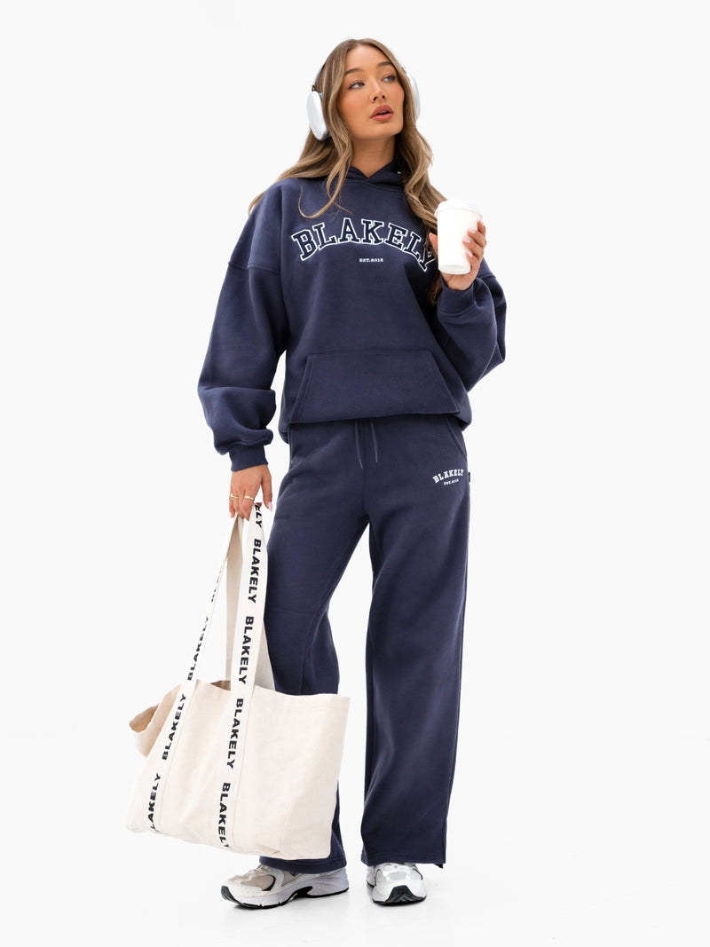 Varsity Oversized Hoodie - True Navy