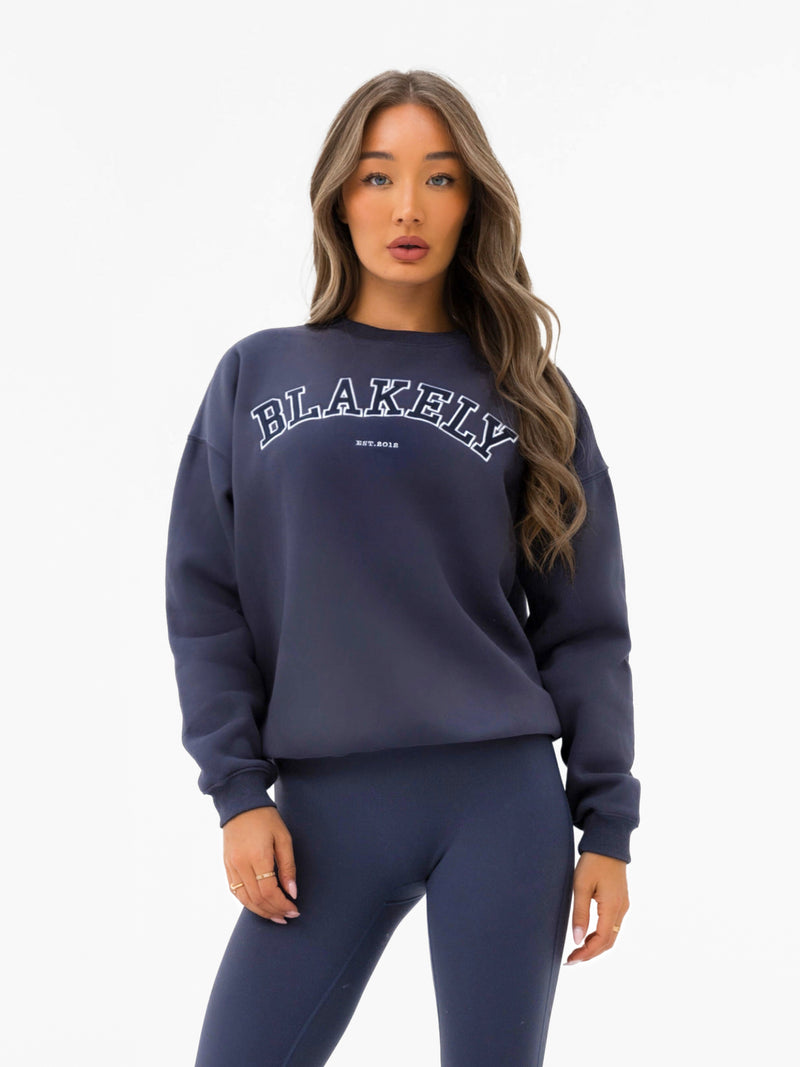 Varsity Oversized Jumper - True Navy
