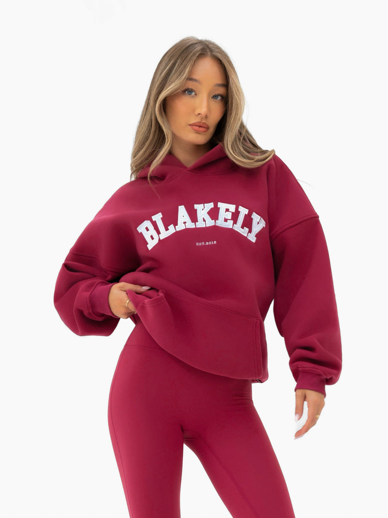 Varsity Oversized Hoodie - Deep Pink