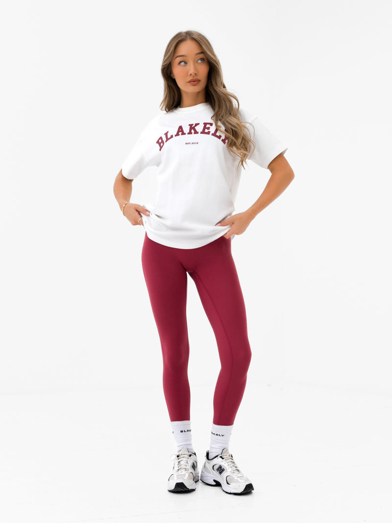 Varsity Oversized T-Shirt - White & Deep Pink