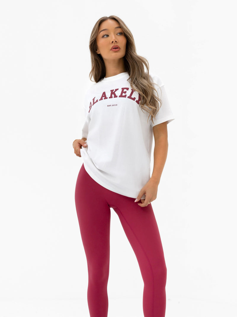 Varsity Oversized T-Shirt - White & Deep Pink