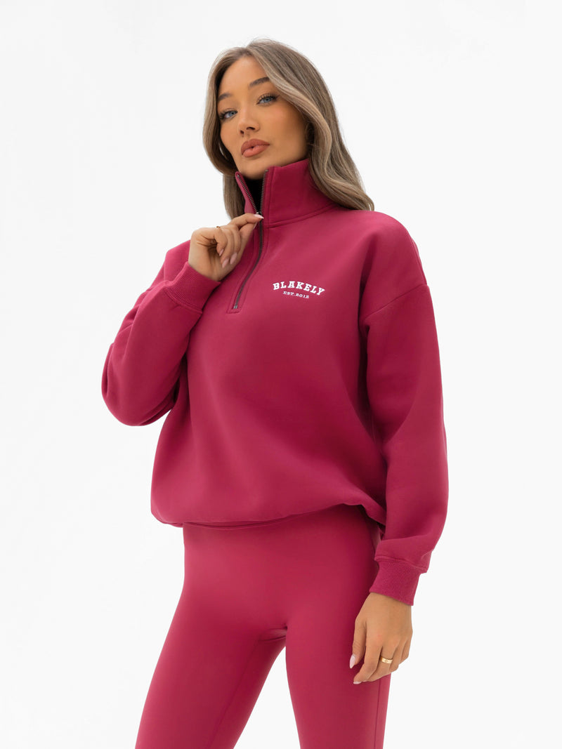 Heritage 1/4 Zip Jumper - Deep Pink