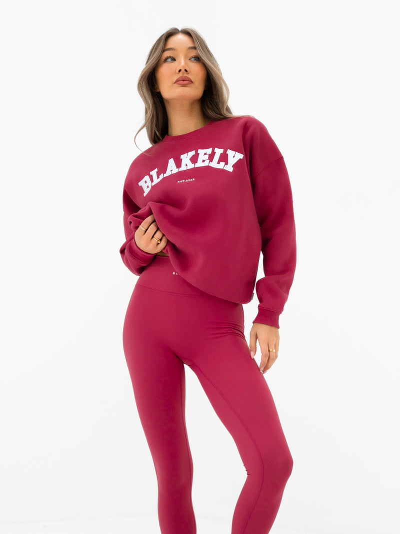 Varsity Oversized Jumper - Deep Pink