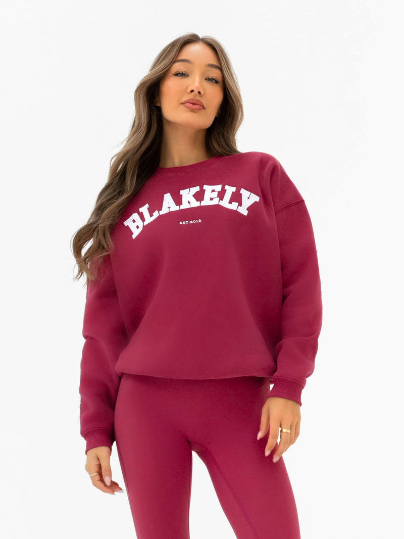 Varsity Oversized Jumper - Deep Pink