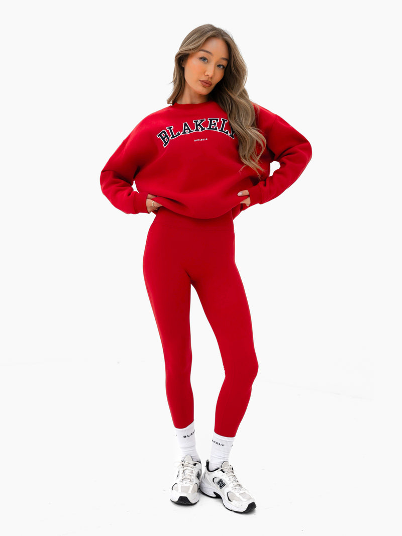 Varsity Oversized Jumper - Chilli Red