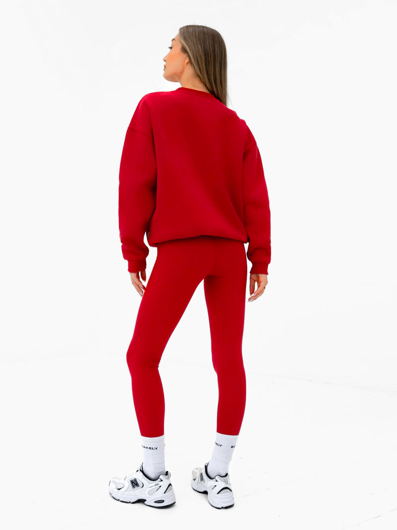 Varsity Oversized Jumper - Chilli Red