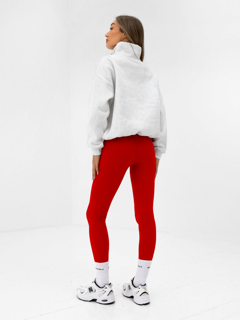 Heritage 1/4 Zip Jumper - Marl White & Chilli Red