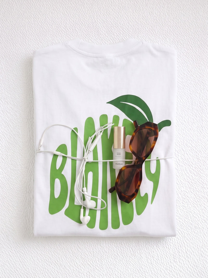 Lime Bubble Print Oversized T-Shirt - White