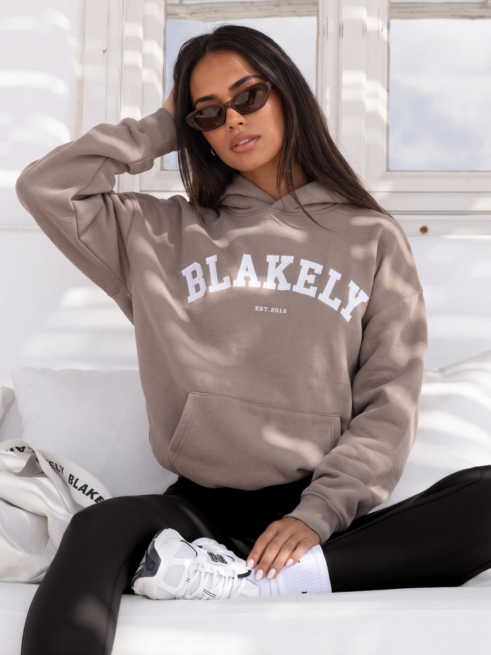 Varsity Oversized Hoodie - Light Beige