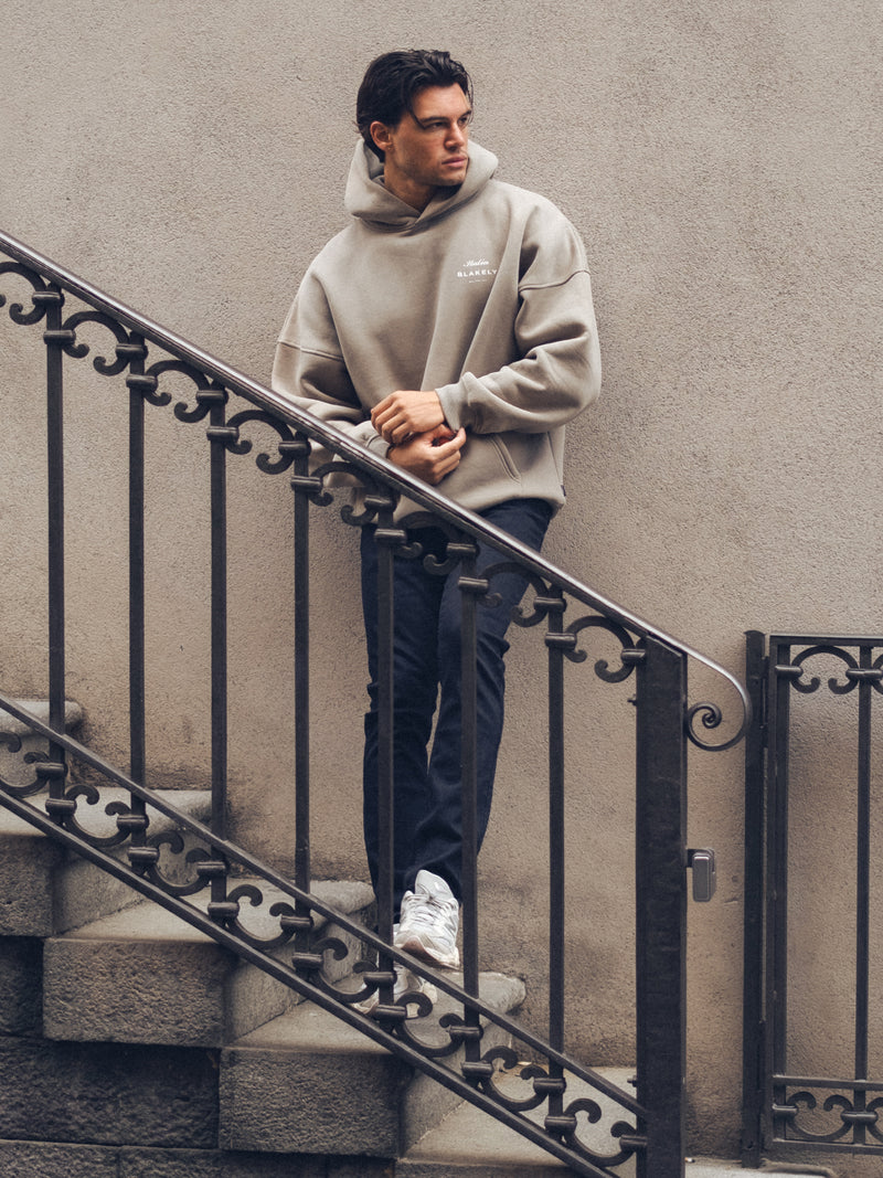 Italia Relaxed Hoodie - Stone Grey