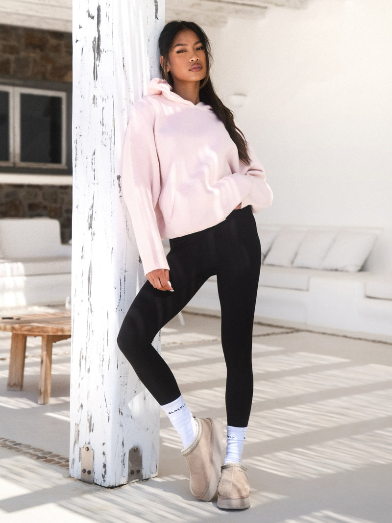 Oversized Knitted Hoodie - Marshmallow Pink