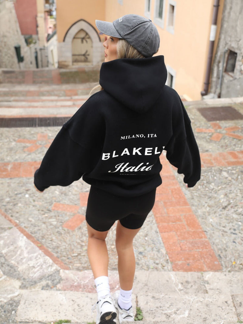 Italia Oversized Hoodie - Black