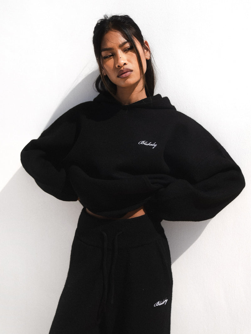 Oversized Knitted Hoodie - Black