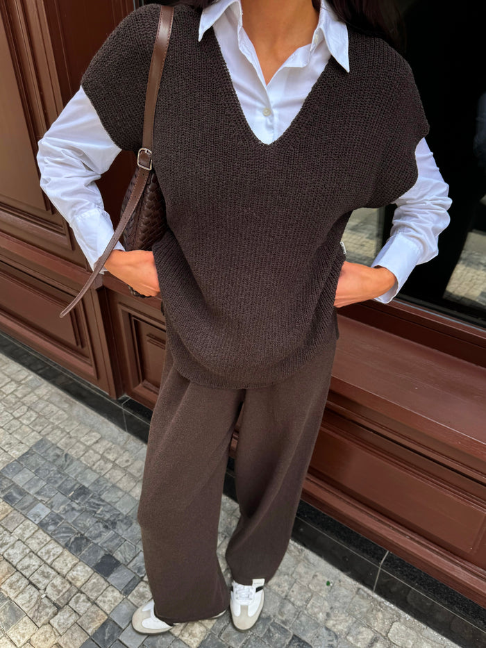 Mae Crochet Trousers - Brown