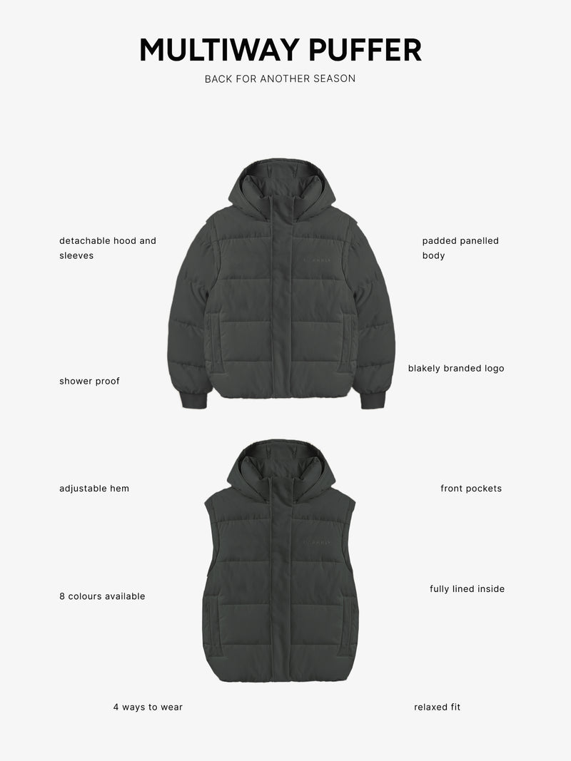Multiway Puffer Coat 2 - Charcoal