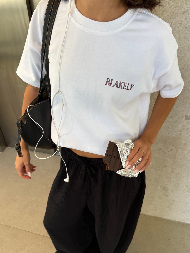 Cece Chocolate Print Oversized T-Shirt - White & Brown