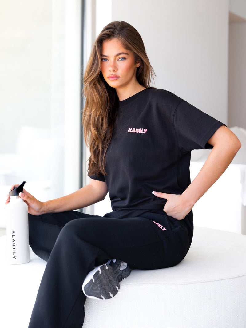 Cloud Print Oversized T-Shirt - Black