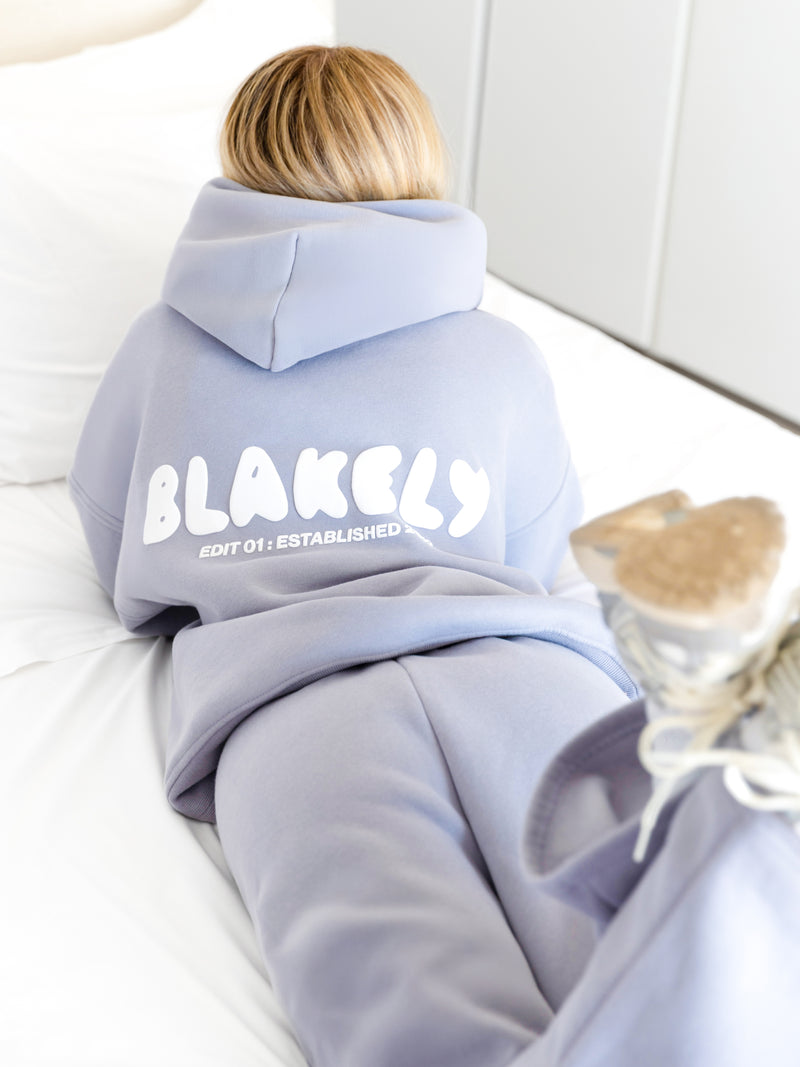Cloud Print Oversized Hoodie - Pale Lilac