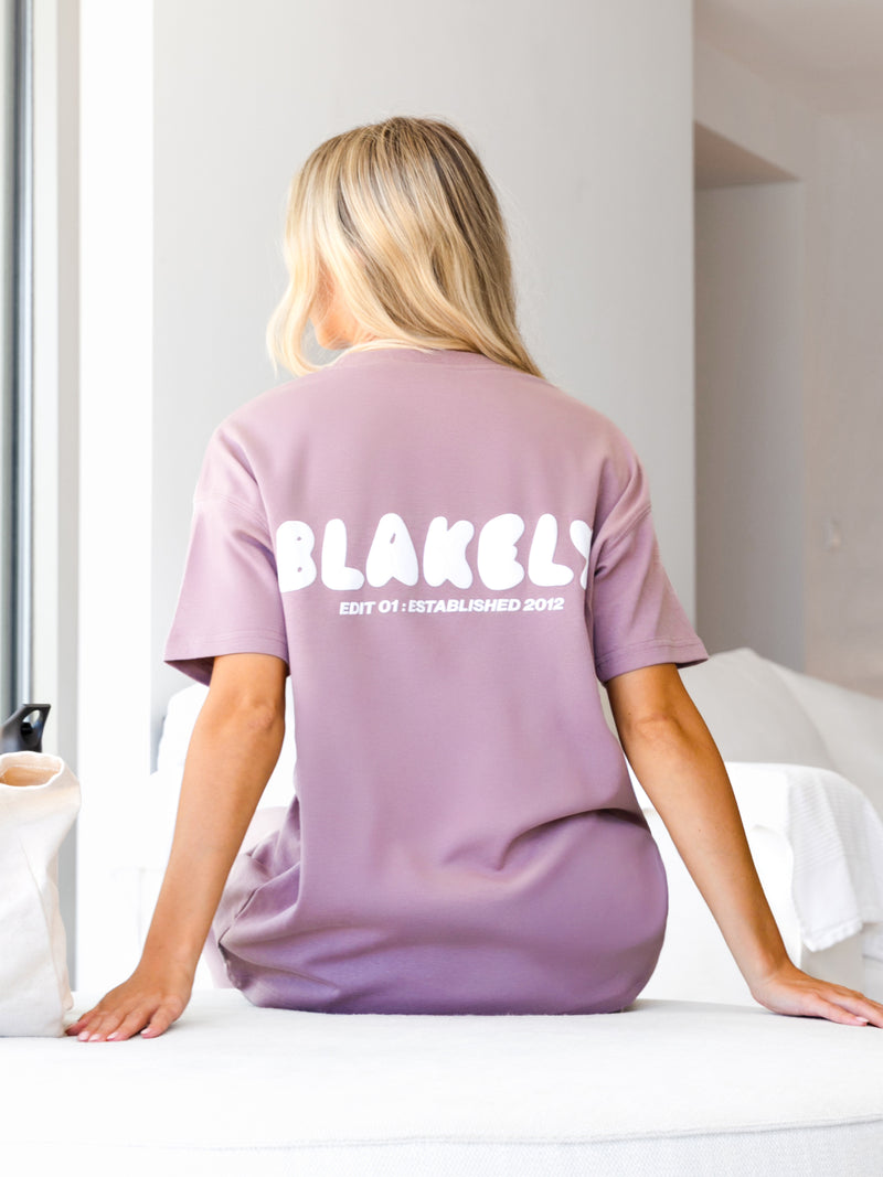Cloud Print Oversized T-Shirt - Dusty Pink