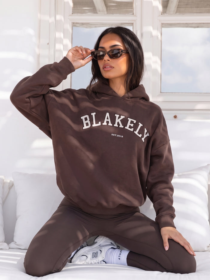 Varsity Oversized Hoodie - Dark Chocolate