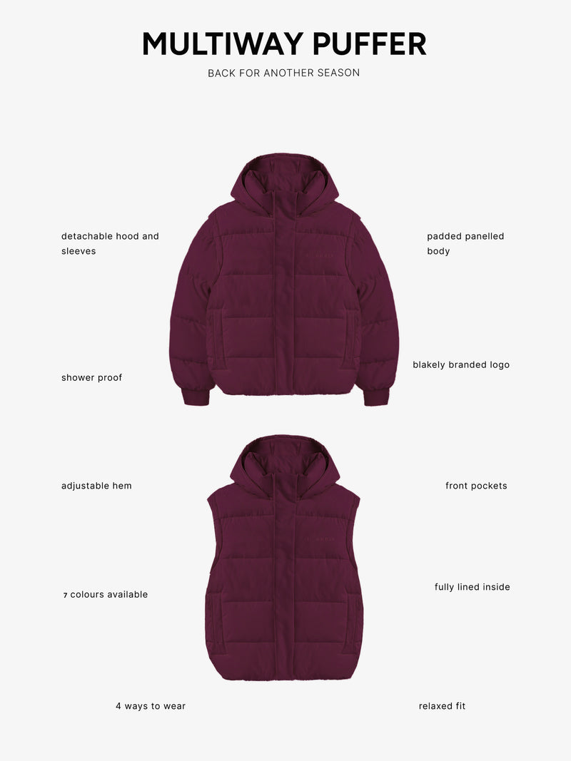 Multiway Puffer Coat 2 - Dark Cherry