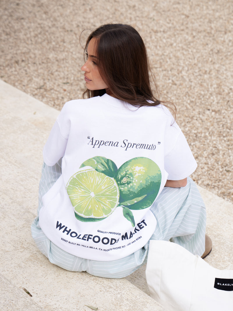 Lilo Lime Oversized T-Shirt & Elodie Stripe Trousers Set - White & Mint Green