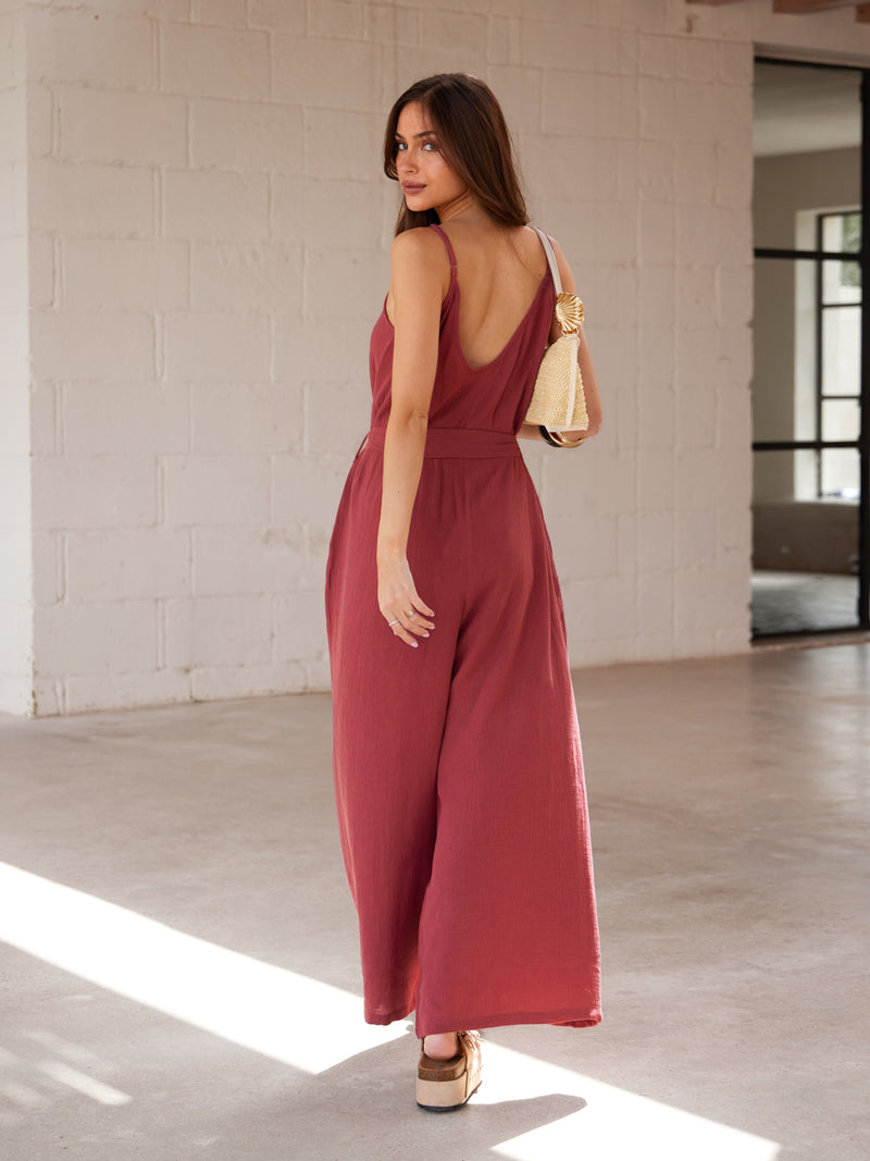 Mila Jumpsuit - Washed Red