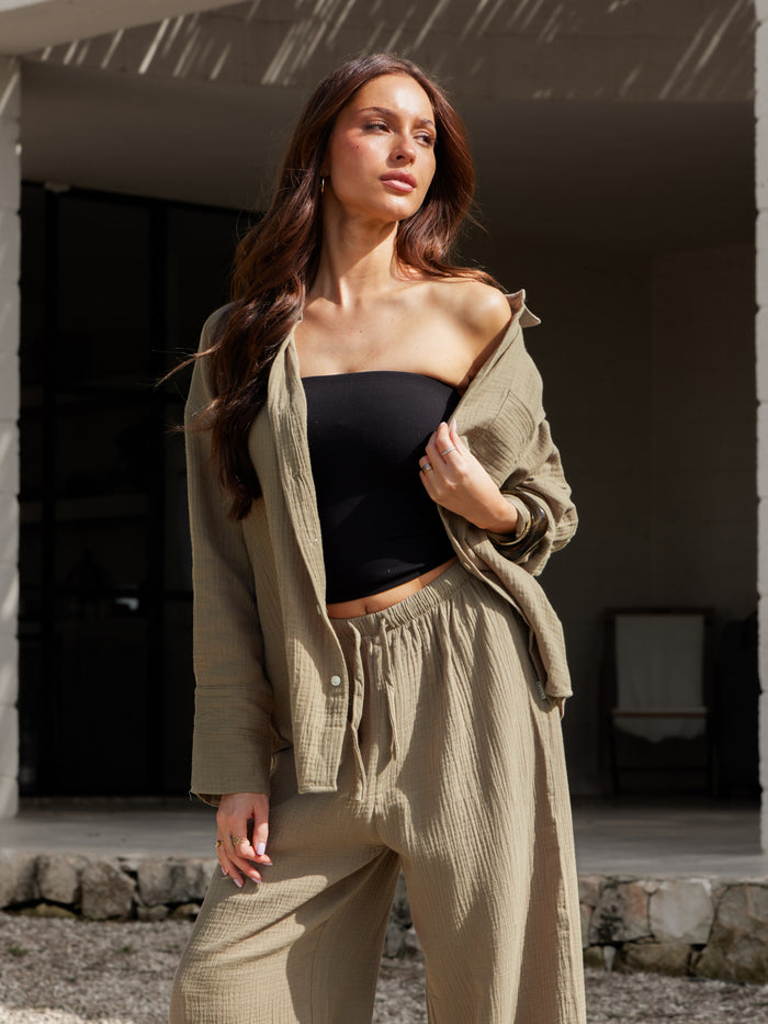 Mila Oversized Shirt - Taupe