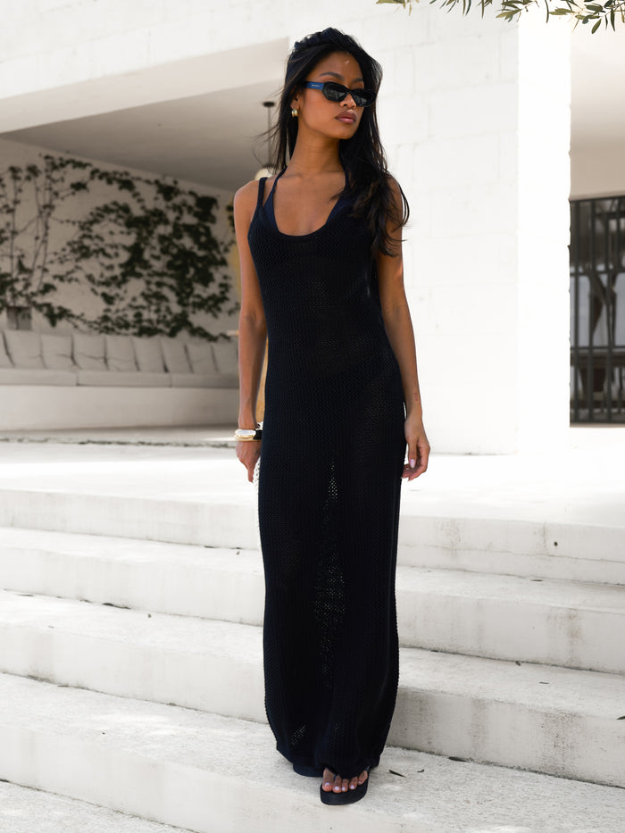 Crochet Maxi Dress - Black