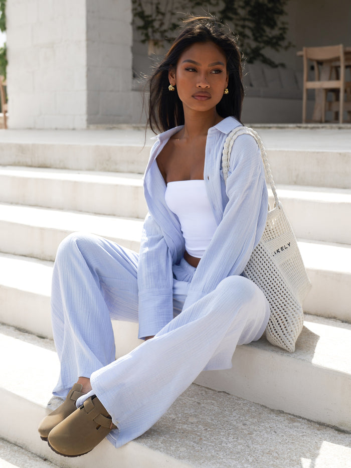 Mila Oversized Shirt - Summer Blue
