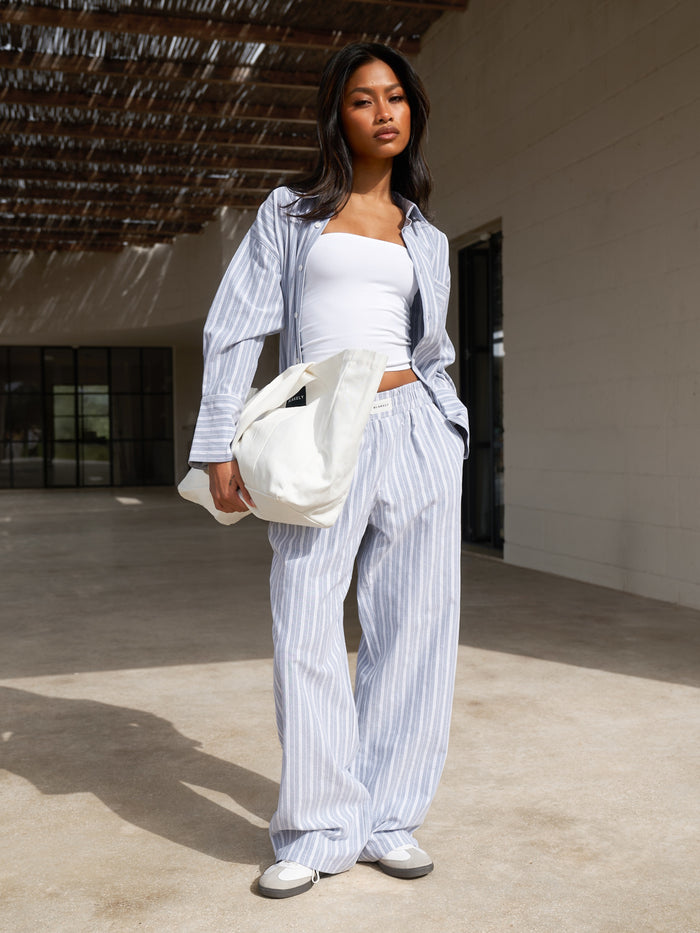 Elena Stripe Trousers - Blue