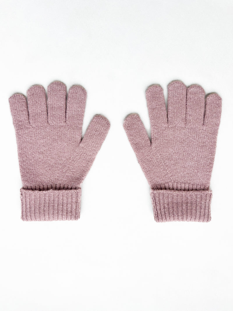 Label Knitted Gloves - Dusty Pink