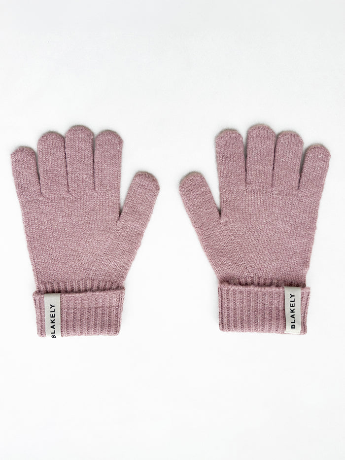Label Knitted Gloves - Dusty Pink