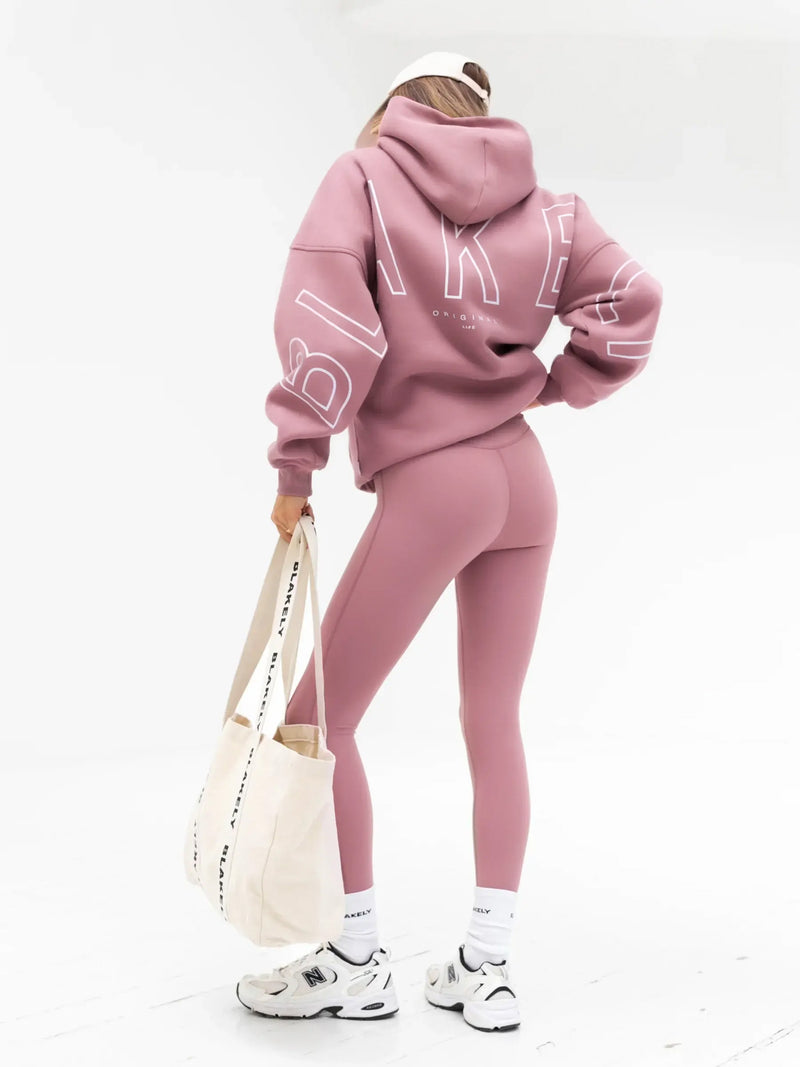 Embroidered Isabel Oversized Hoodie - Dusty Pink