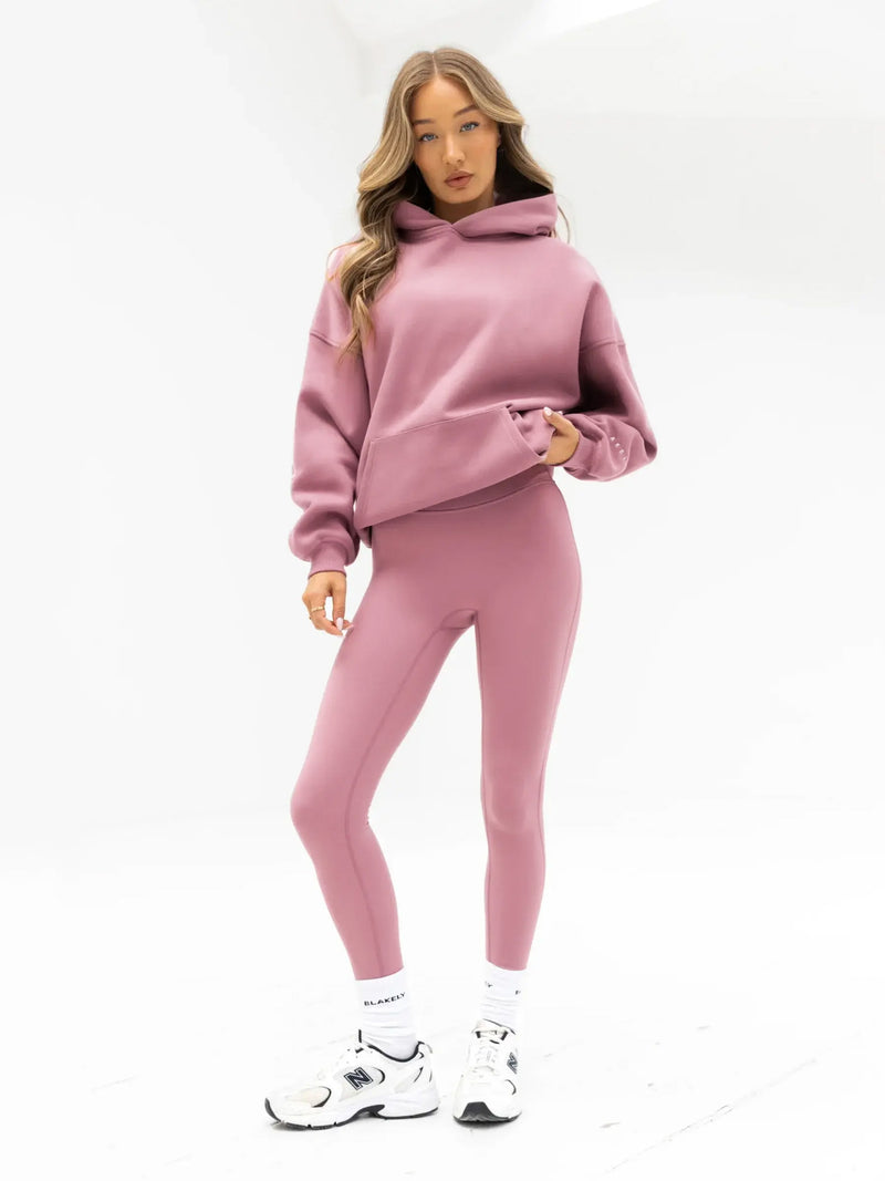 Embroidered Isabel Oversized Hoodie - Dusty Pink