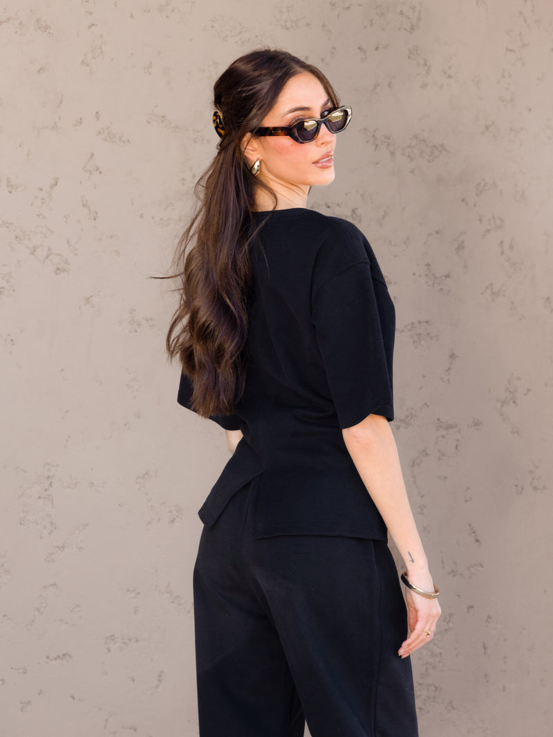 Emmy Cinched T-Shirt - Black