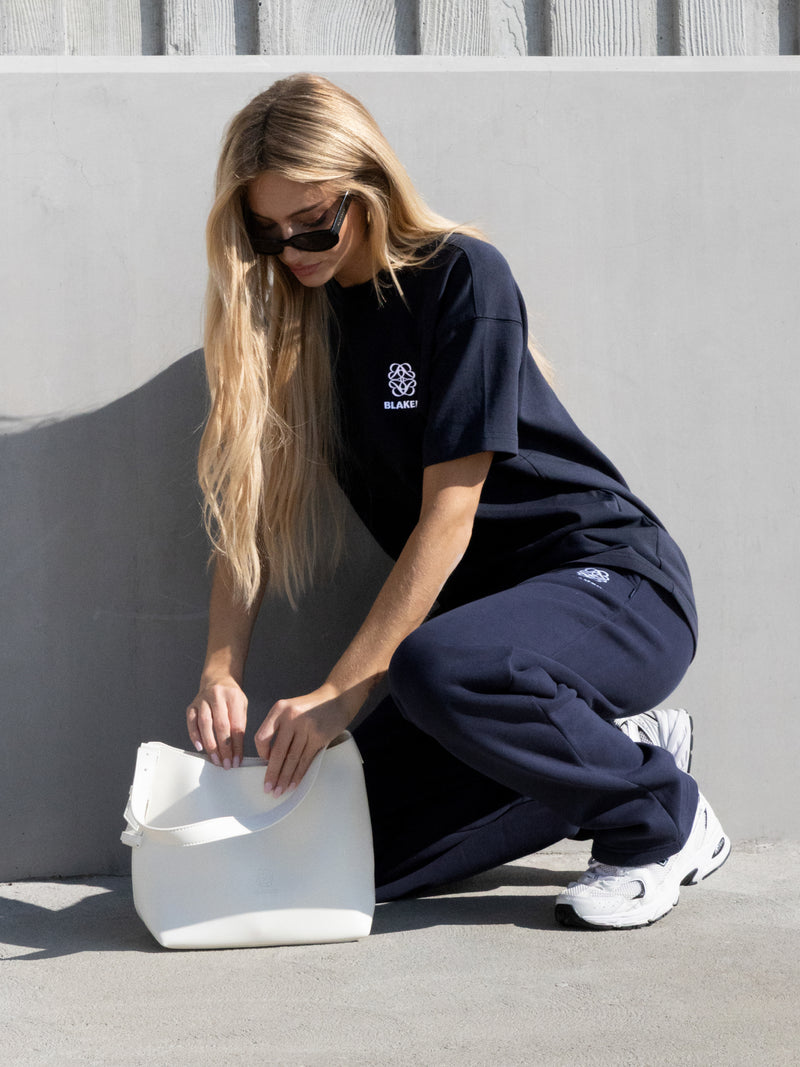 Iris Wide Leg Sweatpants - True Navy