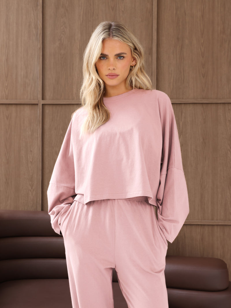 Ayla Batwing Cotton Top - Peony Pink