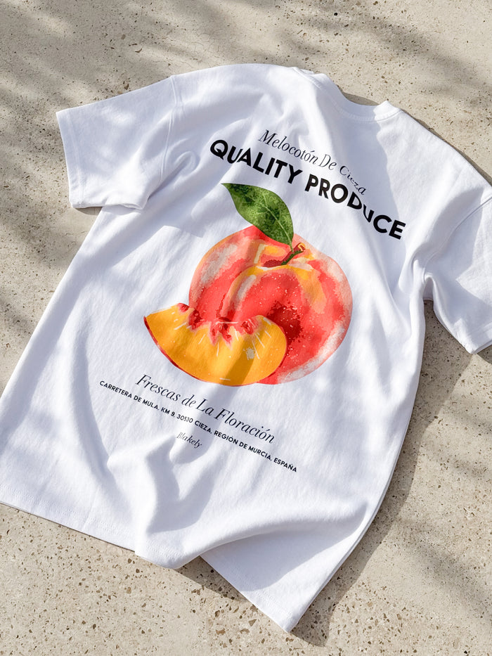 Pia Peach Oversized T-Shirt - White