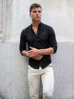 Farringdon Fitted Stretch Shirt - Black