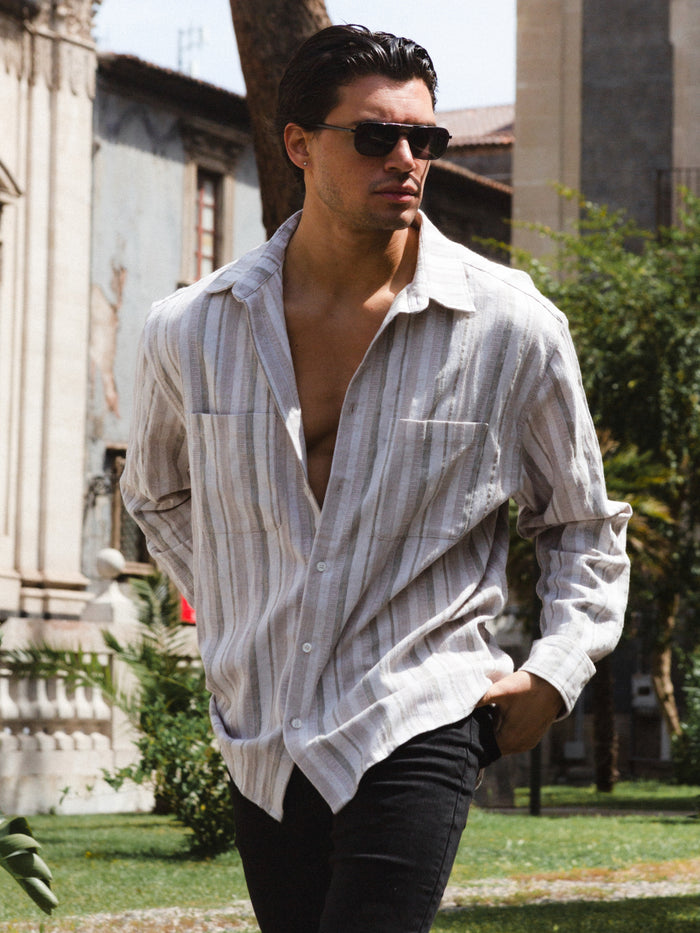 Rialto Stripe Shirt - Taupe