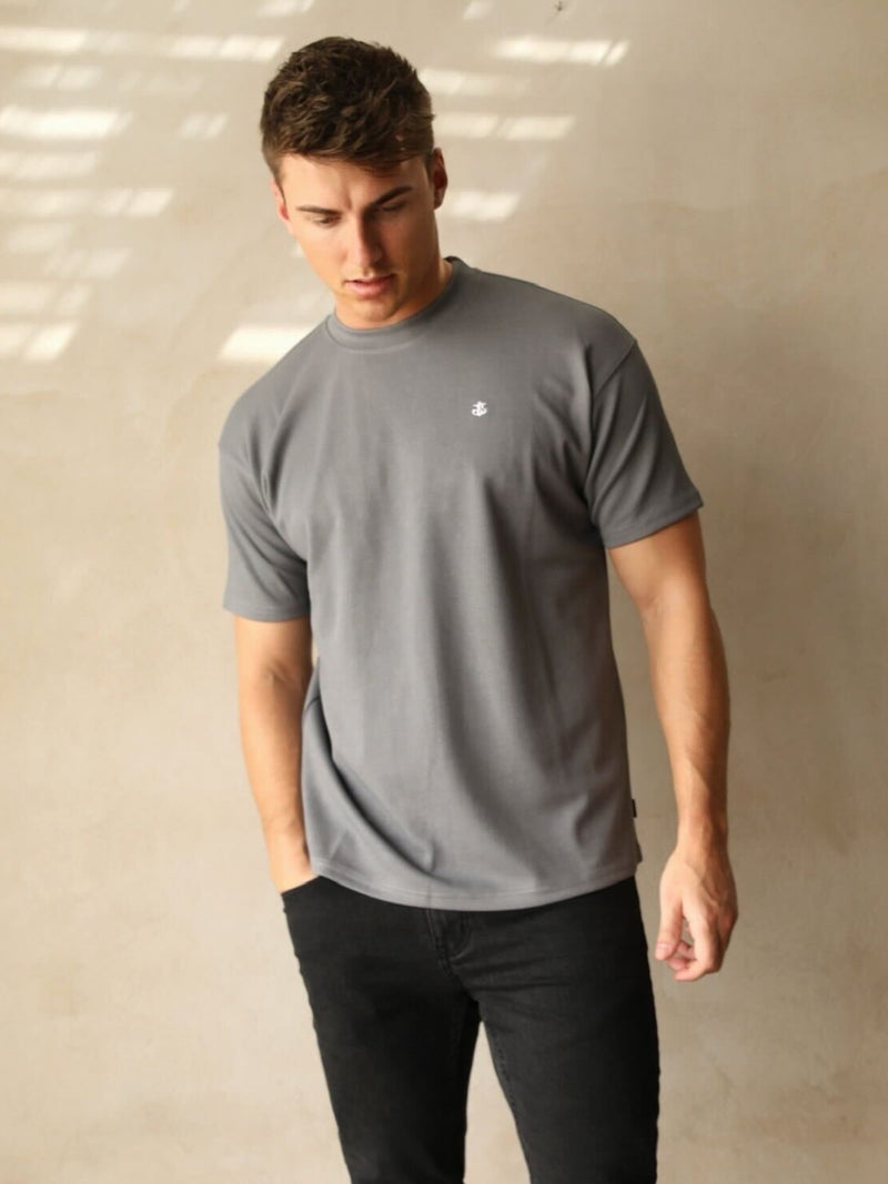 Ceuta Textured Oversized T-Shirt - Grey