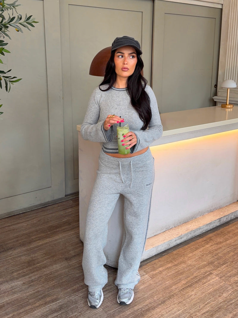 Naya Striped Knitted Trousers - Marl Grey