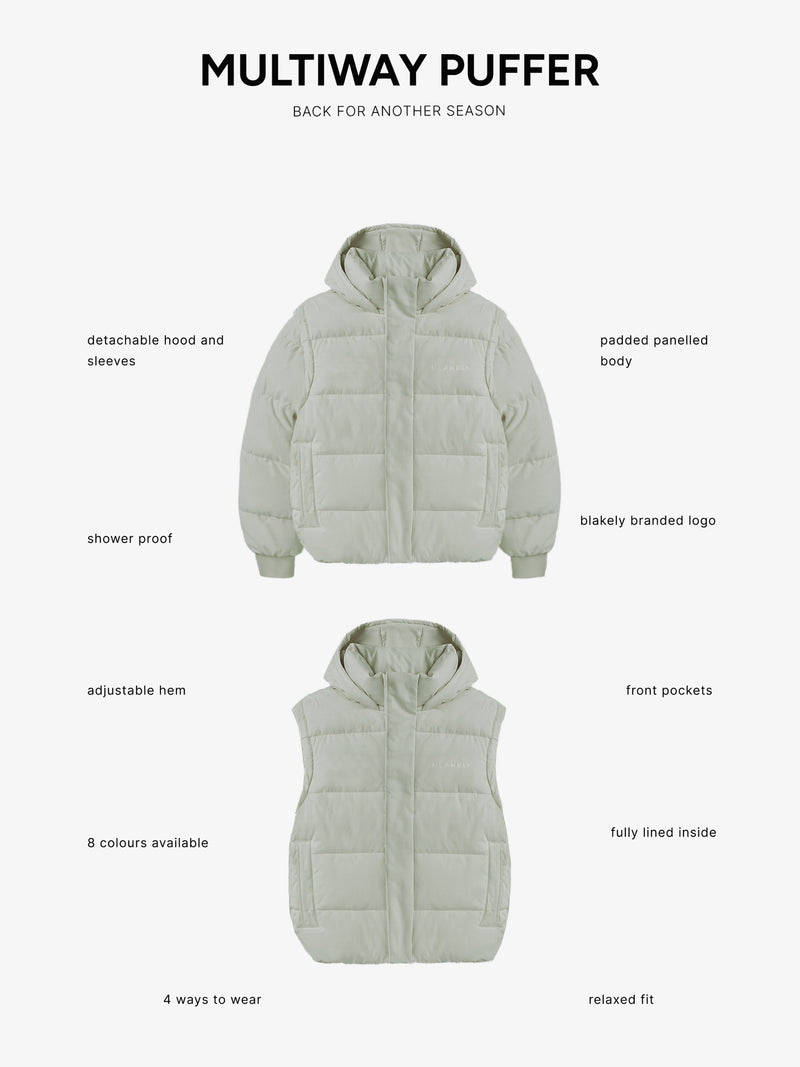 Multiway Puffer Coat 2 - Sage Green